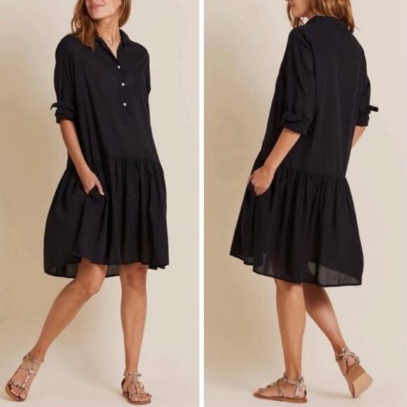 NEW Grayson Frank & Eileen The Changemaker Drop Waist Midi Dress Black Sz 2 or S - Picture 1 of 15
